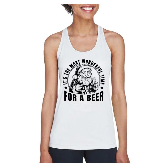 It’S The Most Wonderful Time For A Beer Santa Holding Beer Christmas Women's Racerback Tank