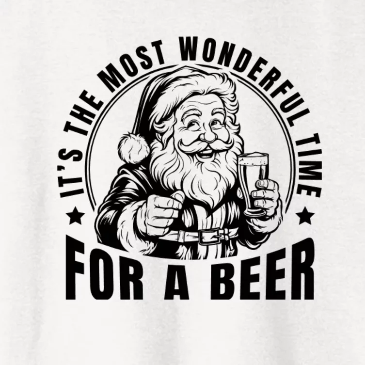 It’S The Most Wonderful Time For A Beer Santa Holding Beer Christmas Women's Crop Top Tee