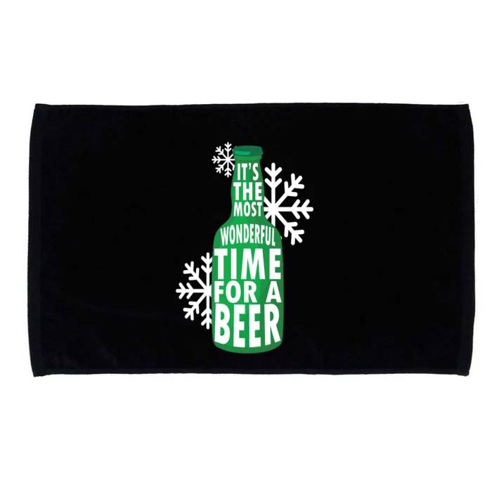 Its The Most Wonderful Time For A Beer Funny Christmas Microfiber Hand Towel