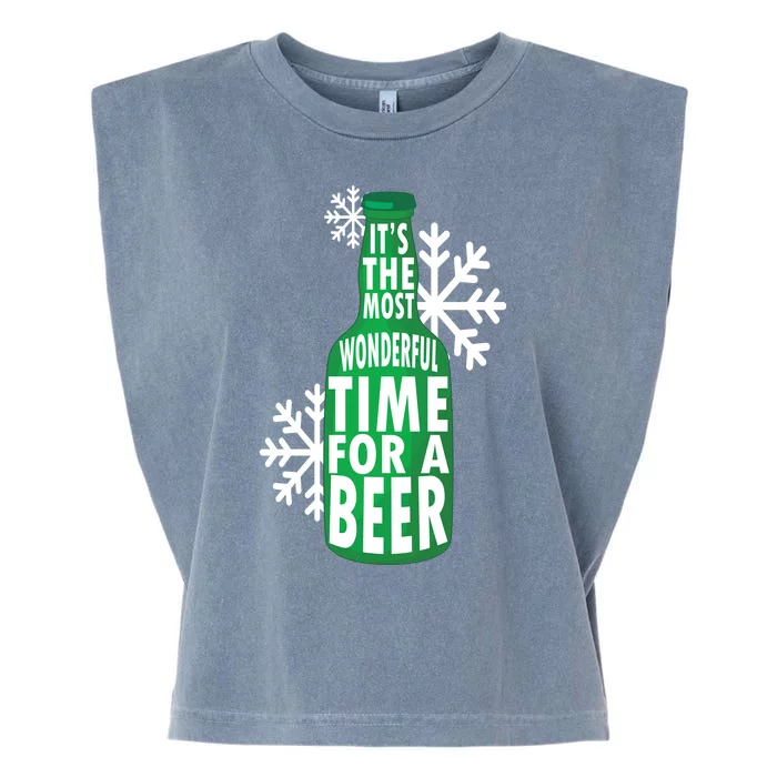 Its The Most Wonderful Time For A Beer Funny Christmas Garment-Dyed Women's Muscle Tee