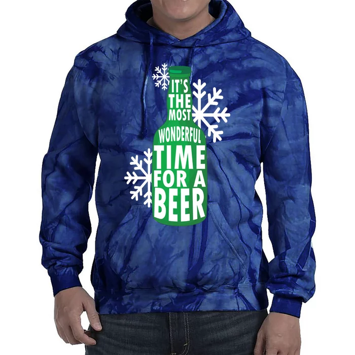 Its The Most Wonderful Time For A Beer Funny Christmas Tie Dye Hoodie