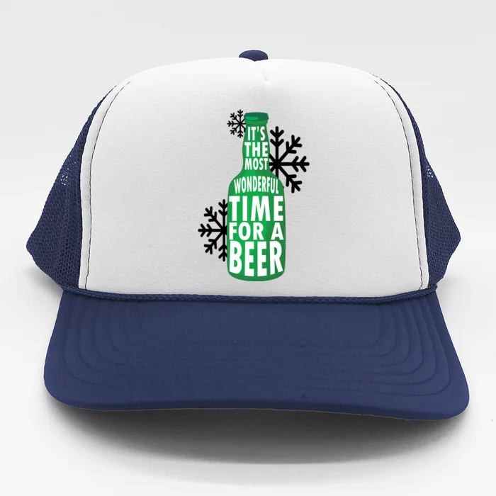 Its The Most Wonderful Time For A Beer Funny Christmas Trucker Hat