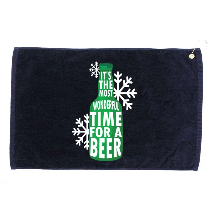 Its The Most Wonderful Time For A Beer Funny Christmas Grommeted Golf Towel