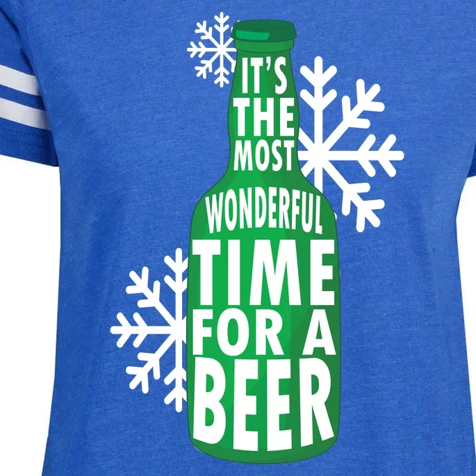 Its The Most Wonderful Time For A Beer Funny Christmas Enza Ladies Jersey Football T-Shirt