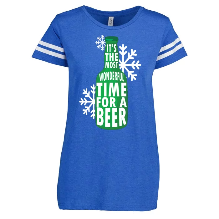 Its The Most Wonderful Time For A Beer Funny Christmas Enza Ladies Jersey Football T-Shirt