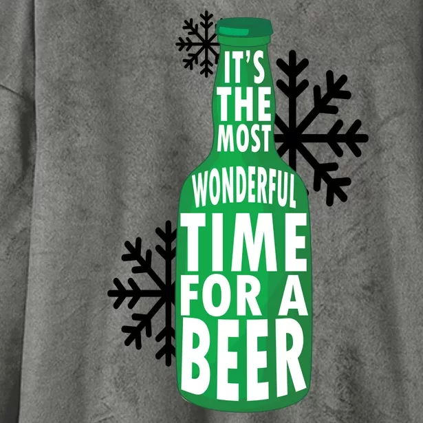 Its The Most Wonderful Time For A Beer Funny Christmas Hooded Wearable Blanket