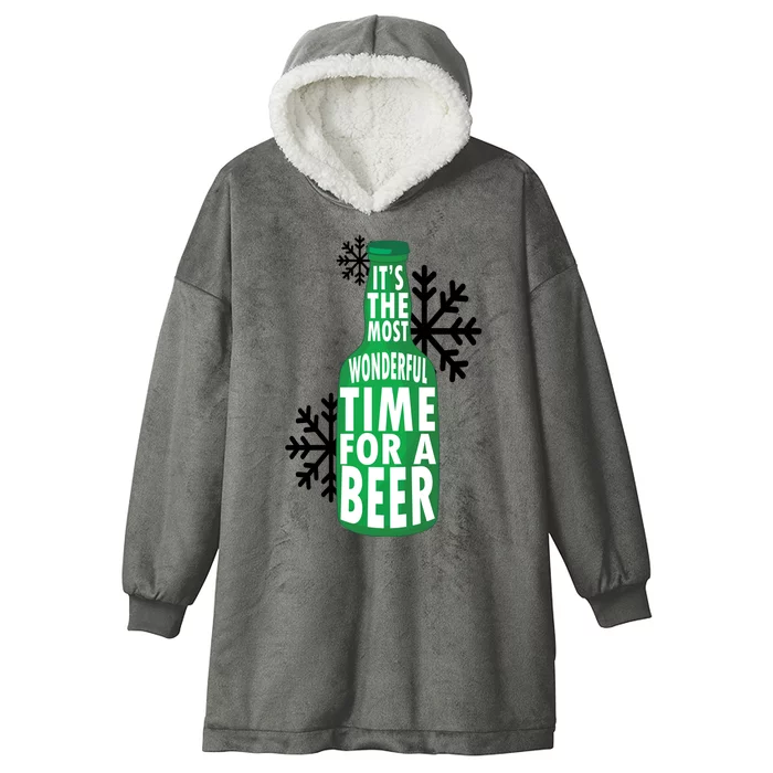 Its The Most Wonderful Time For A Beer Funny Christmas Hooded Wearable Blanket