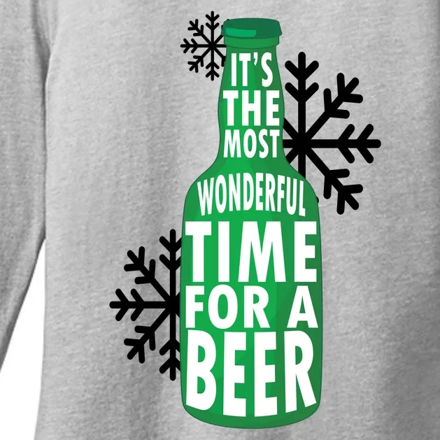 Its The Most Wonderful Time For A Beer Funny Christmas Womens CVC Long Sleeve Shirt