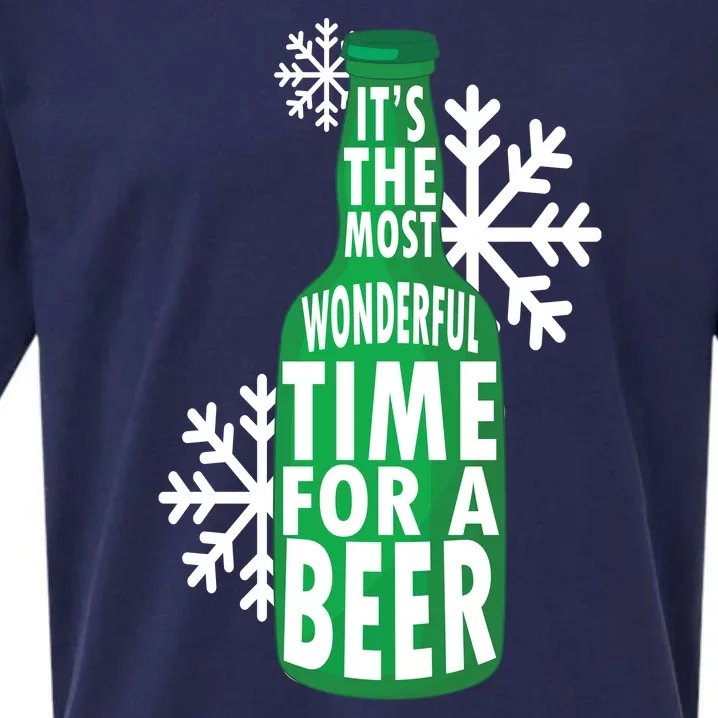 Its The Most Wonderful Time For A Beer Funny Christmas Sueded Cloud Jersey T-Shirt