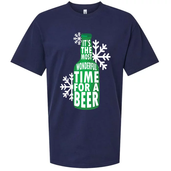 Its The Most Wonderful Time For A Beer Funny Christmas Sueded Cloud Jersey T-Shirt