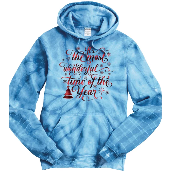 ItS The Most Wonderful Time Of The Year Red Buffalo Plaid Gift Tie Dye Hoodie