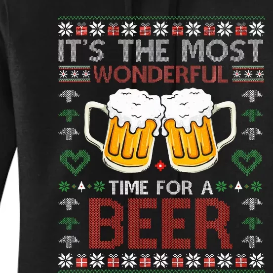 It's The Most Wonderful Time For A Beer Santa Hat Christmas Women's Pullover Hoodie