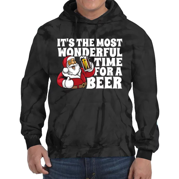 Its The Most Wonderful Time For A Beer Christmas In July Tie Dye Hoodie