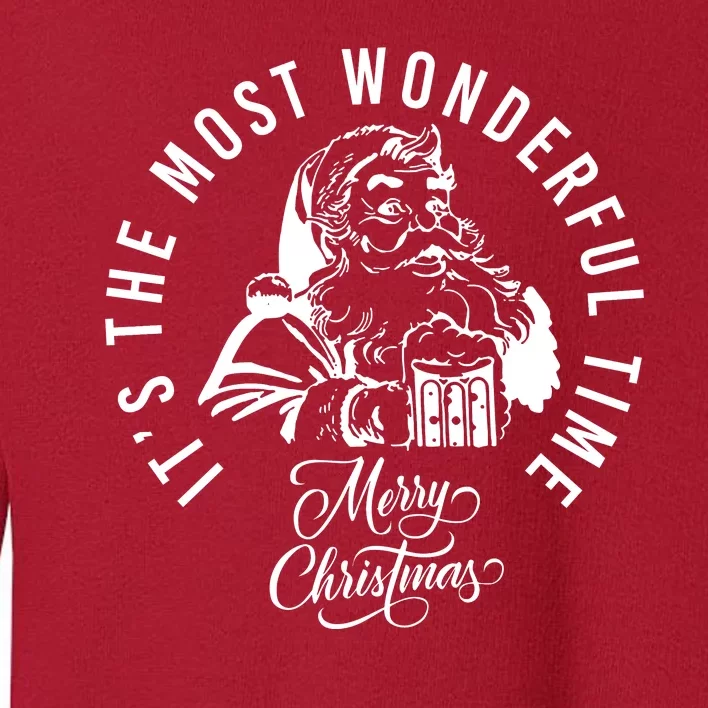 It's The Most Wonderful Time Santa Drinking Beer Christmas Toddler Sweatshirt