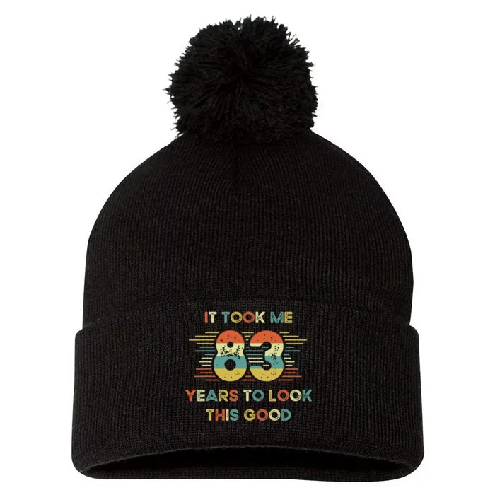 It Took Me 83 Years To Look This Good 83rd Birthday Retro Pom Pom 12in Knit Beanie