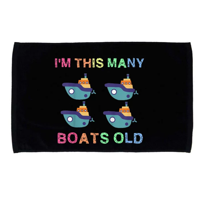 I'm This Many Boats Old 4 Years Birthday Idea Microfiber Hand Towel