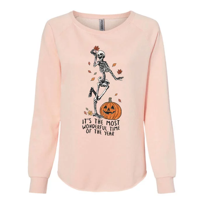 ItS The Most Wonderful Time Of The Years Skeleton Halloween Gift Womens California Wash Sweatshirt