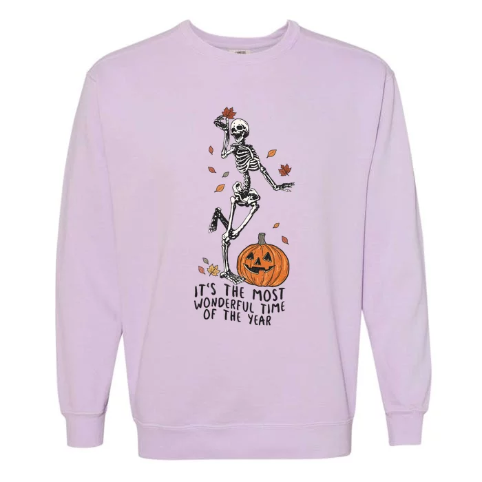 Its The Most Wonderful Time Of The Years Skeleton Halloween Cool Gift Garment-Dyed Sweatshirt