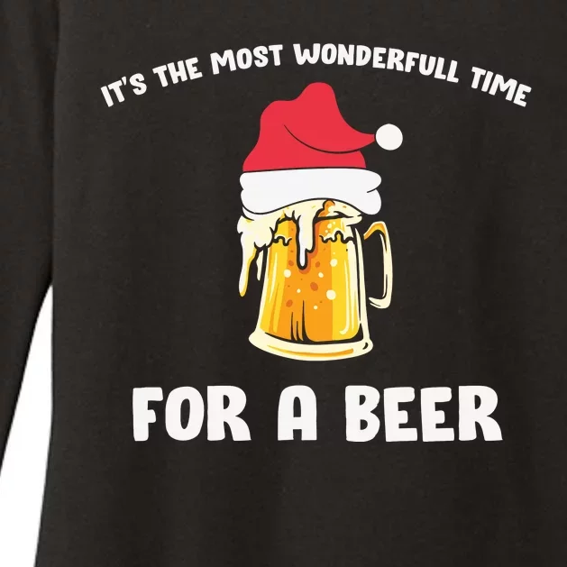 Its The Most Wonderful Time For A Beer Santa Hat Christmas Womens CVC Long Sleeve Shirt