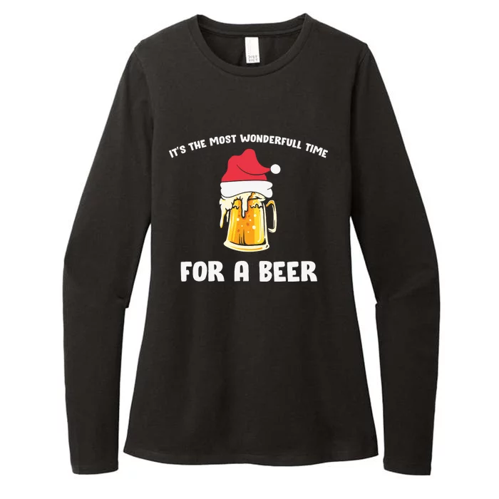 Its The Most Wonderful Time For A Beer Santa Hat Christmas Womens CVC Long Sleeve Shirt