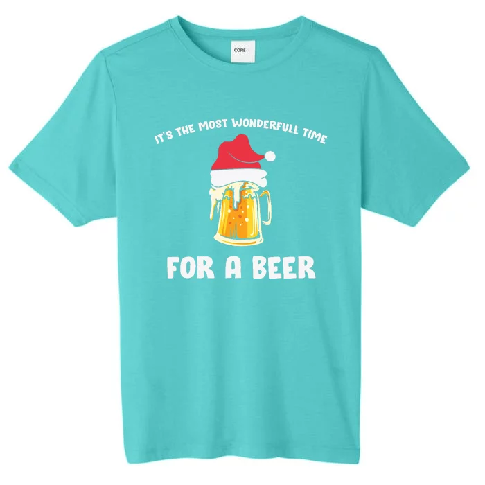 Its The Most Wonderful Time For A Beer Santa Hat Christmas ChromaSoft Performance T-Shirt