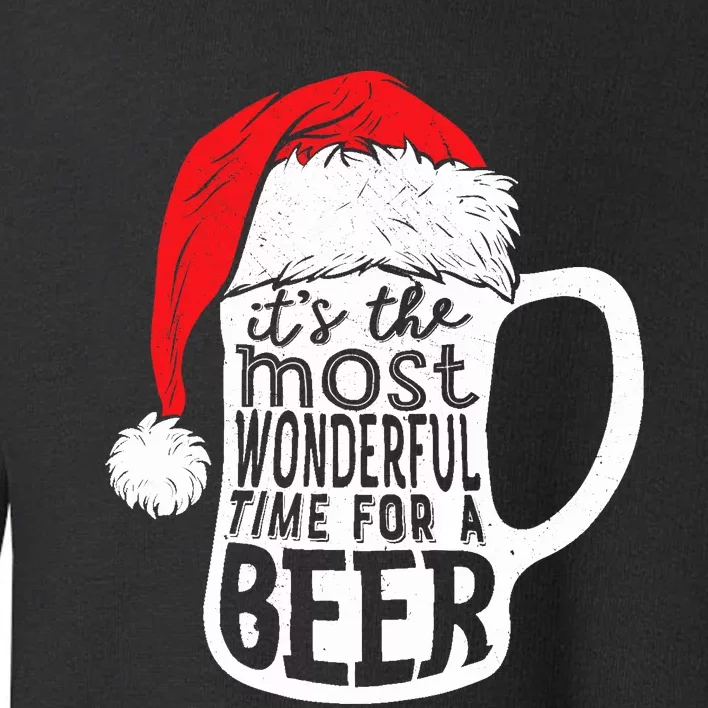 ItS The Most Wonderful Time For A Beer Christmas Santa Hat Toddler Sweatshirt