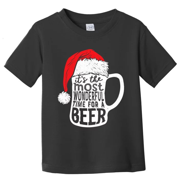 ItS The Most Wonderful Time For A Beer Christmas Santa Hat Toddler T-Shirt