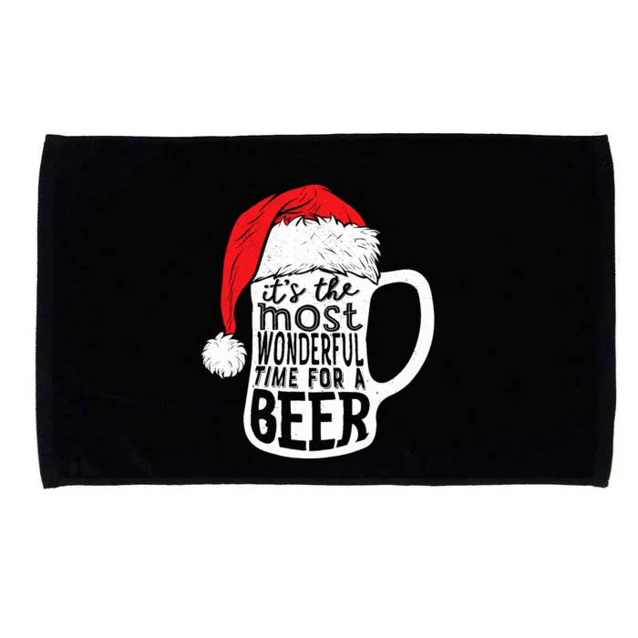 ItS The Most Wonderful Time For A Beer Christmas Santa Hat Microfiber Hand Towel