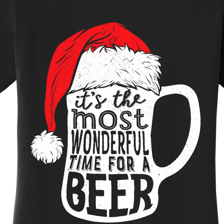 ItS The Most Wonderful Time For A Beer Christmas Santa Hat Women's T-Shirt