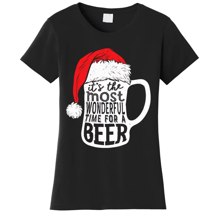 ItS The Most Wonderful Time For A Beer Christmas Santa Hat Women's T-Shirt