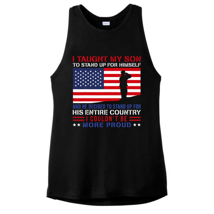 I Taught My Son How To Stand Up Proud Military Mom And Dad Ladies Tri-Blend Wicking Tank