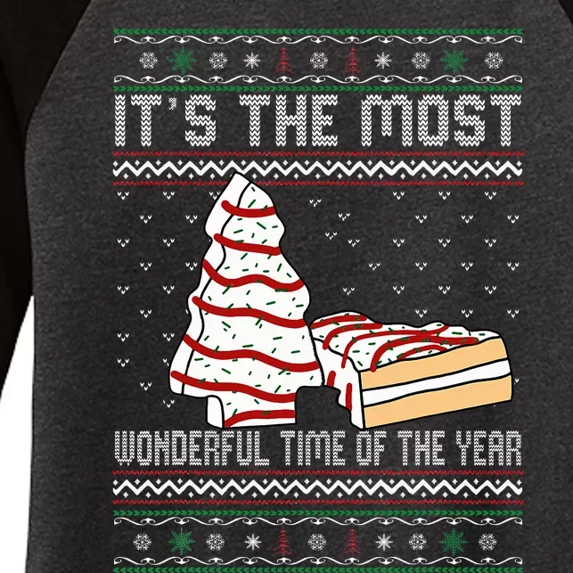 Its The Most Wonderful Time Of The Year Christmas Tree Cake Women's Tri-Blend 3/4-Sleeve Raglan Shirt