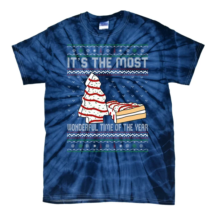 Its The Most Wonderful Time Of The Year Christmas Tree Cake Tie-Dye T-Shirt