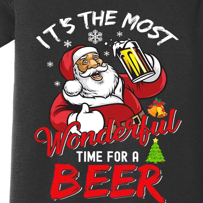 It's The Most Wonderful Time For A Beer Christmas Santa Claus Drinking Beer Baby Bodysuit