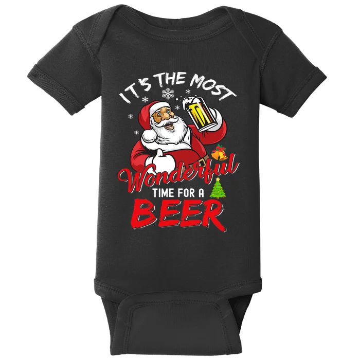 It's The Most Wonderful Time For A Beer Christmas Santa Claus Drinking Beer Baby Bodysuit