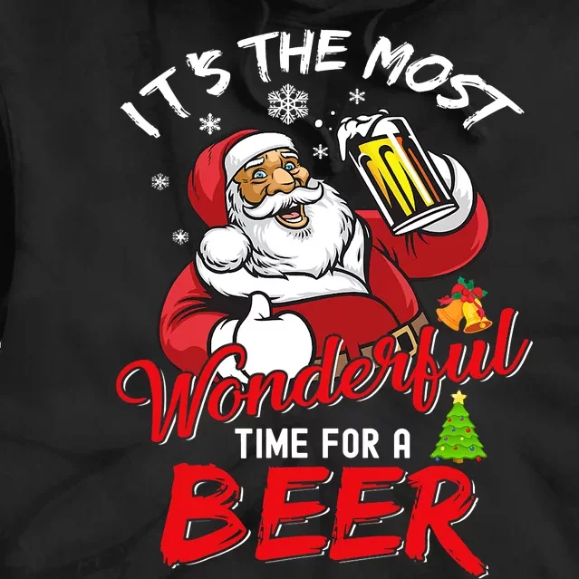 It's The Most Wonderful Time For A Beer Christmas Santa Claus Drinking Beer Tie Dye Hoodie