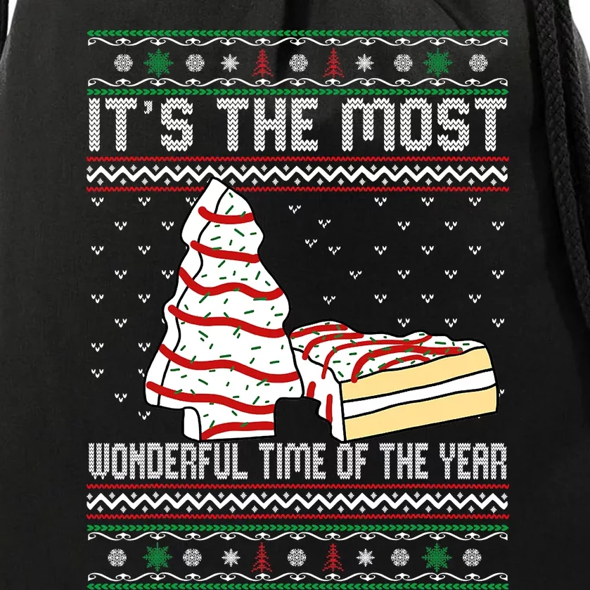 Its The Most Wonderful Time Of The Year Christmas tree cake Drawstring Bag