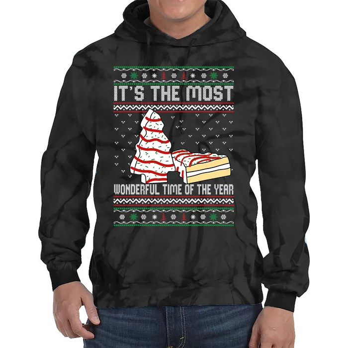 Its The Most Wonderful Time Of The Year Christmas tree cake Tie Dye Hoodie