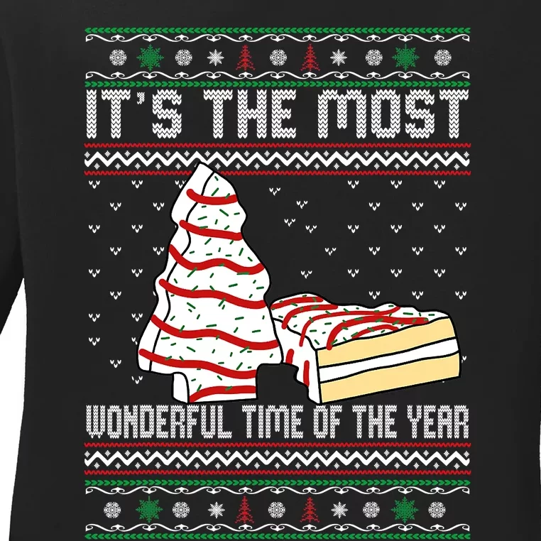 Its The Most Wonderful Time Of The Year Christmas tree cake Ladies Long Sleeve Shirt