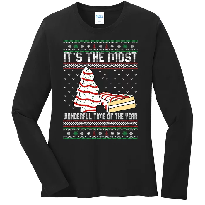 Its The Most Wonderful Time Of The Year Christmas tree cake Ladies Long Sleeve Shirt