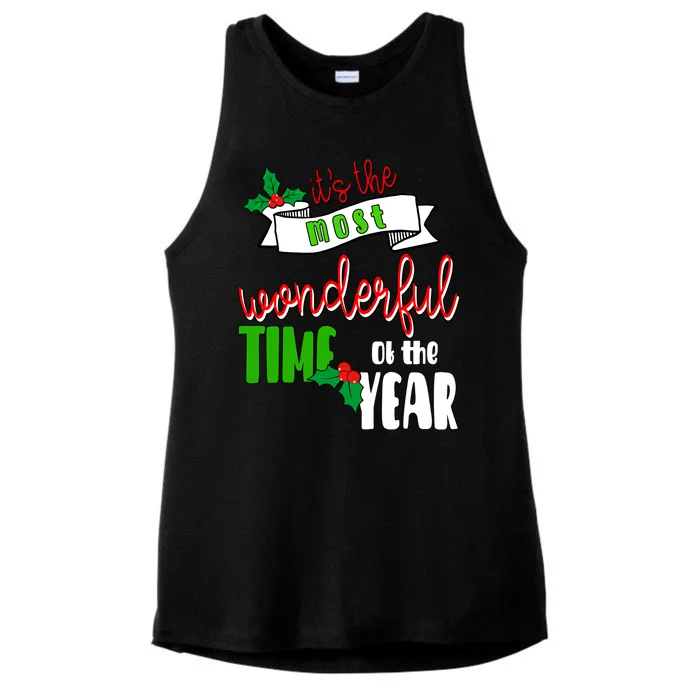 Its The Most Wonderful Time Of The Year Christmas Festive Ladies Tri-Blend Wicking Tank