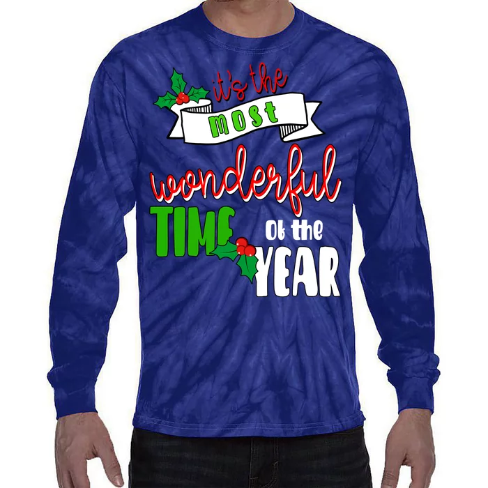 Its The Most Wonderful Time Of The Year Christmas Festive Tie-Dye Long Sleeve Shirt