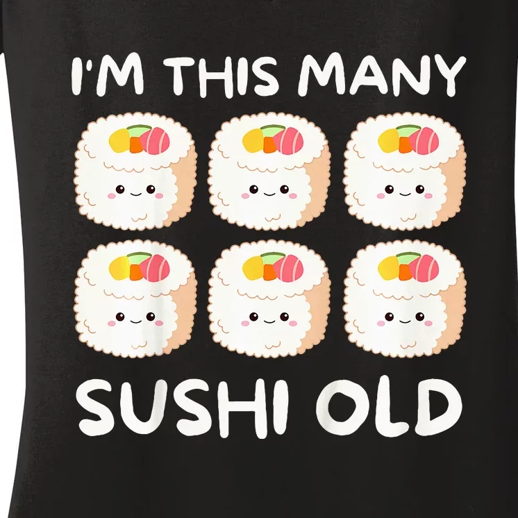 Im This Many Sushi Old Kawaii Sashimi Women's V-Neck T-Shirt