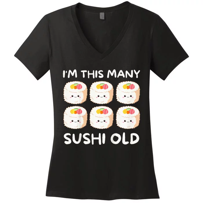 Im This Many Sushi Old Kawaii Sashimi Women's V-Neck T-Shirt