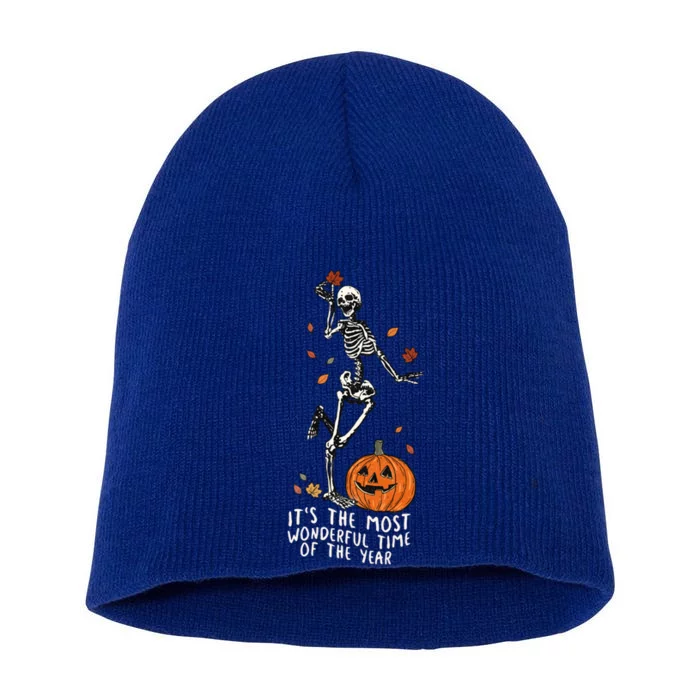 It’S The Most Wonderful Time Of The Year Skeleton Halloween Gift Short Acrylic Beanie