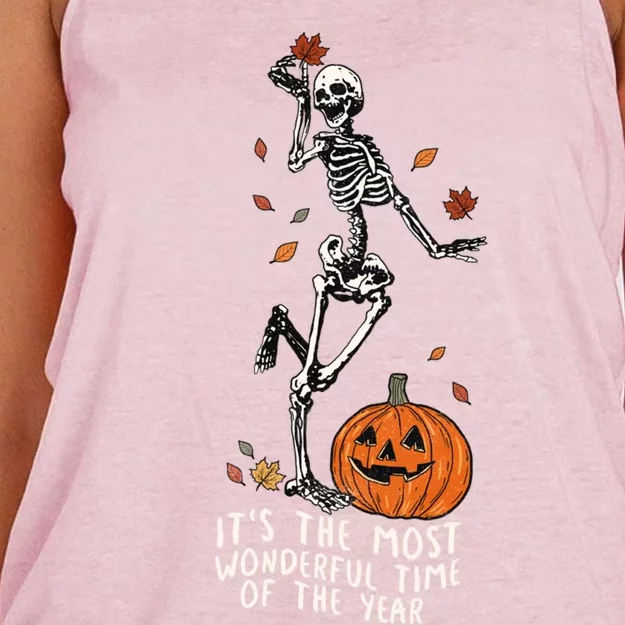 It’S The Most Wonderful Time Of The Year Skeleton Halloween Gift Women's Knotted Racerback Tank