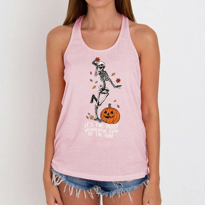 It’S The Most Wonderful Time Of The Year Skeleton Halloween Gift Women's Knotted Racerback Tank