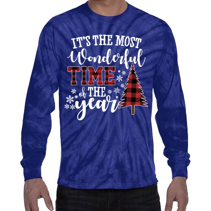 It's The Most Wonderful Time Of The Year Christmas Tree Holiday Tie-Dye Long Sleeve Shirt