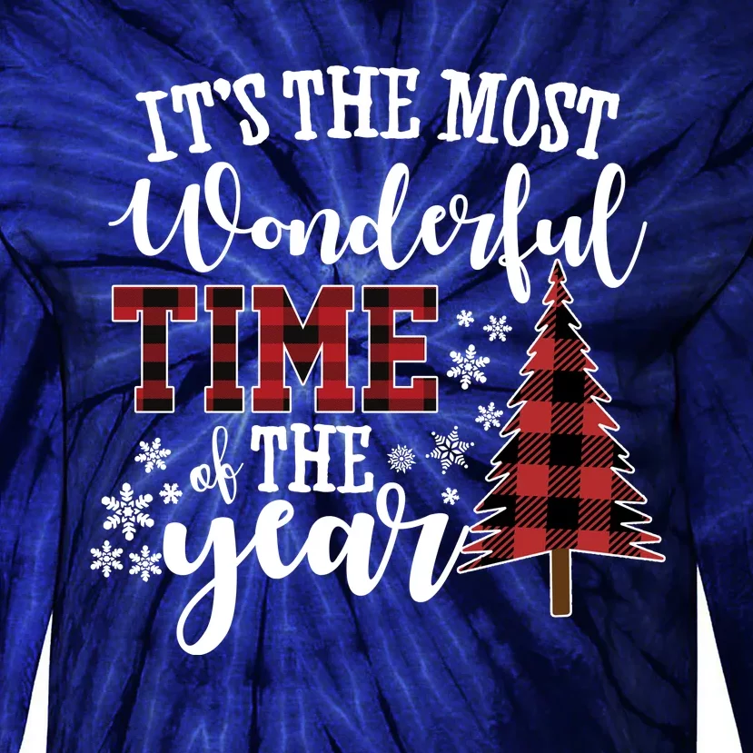 It's The Most Wonderful Time Of The Year Christmas Tree Holiday Tie-Dye Long Sleeve Shirt