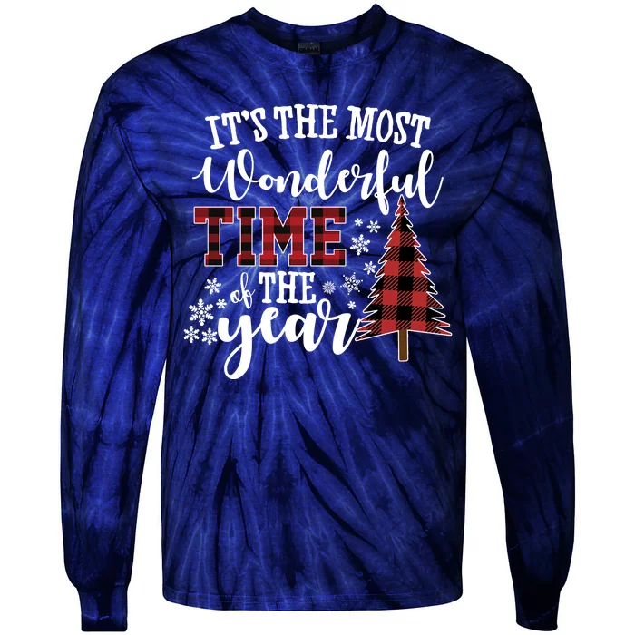 It's The Most Wonderful Time Of The Year Christmas Tree Holiday Tie-Dye Long Sleeve Shirt